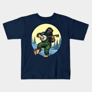 Sasquatch Playing Banjo Kids T-Shirt